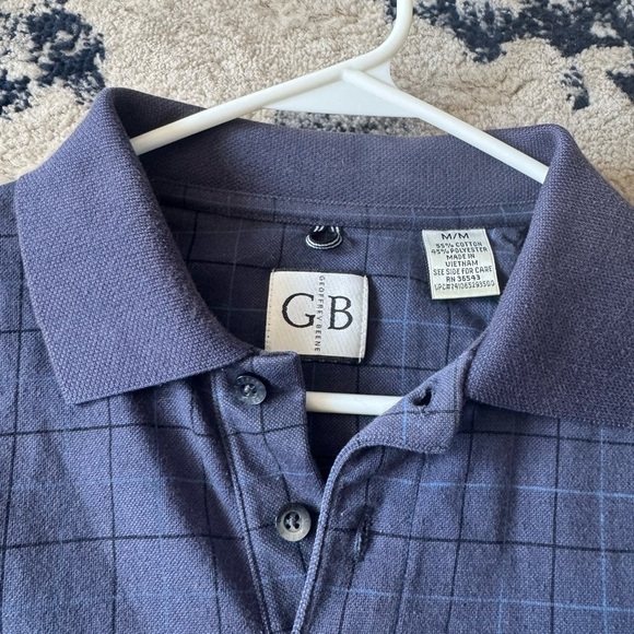 Geoffry Beene Men's Dark Blue Grid Polo - Picture 1 of 3